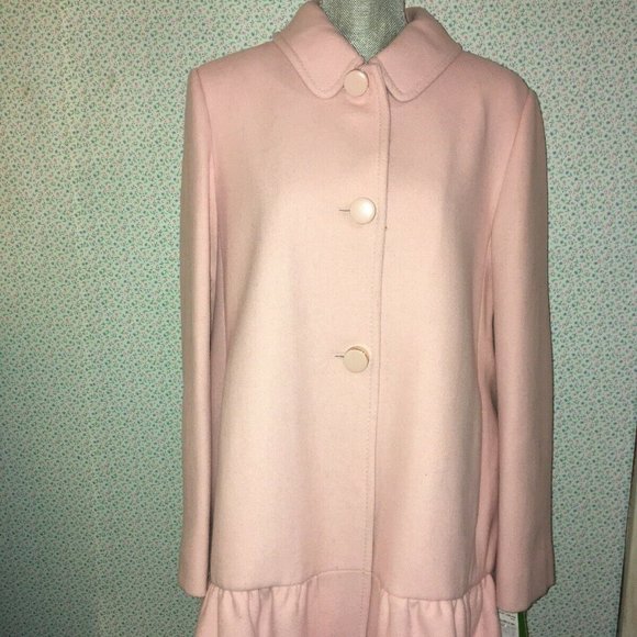 Kate Spade NEW YORK Cameo Pink Peplum Coat L - Picture 2 of 8